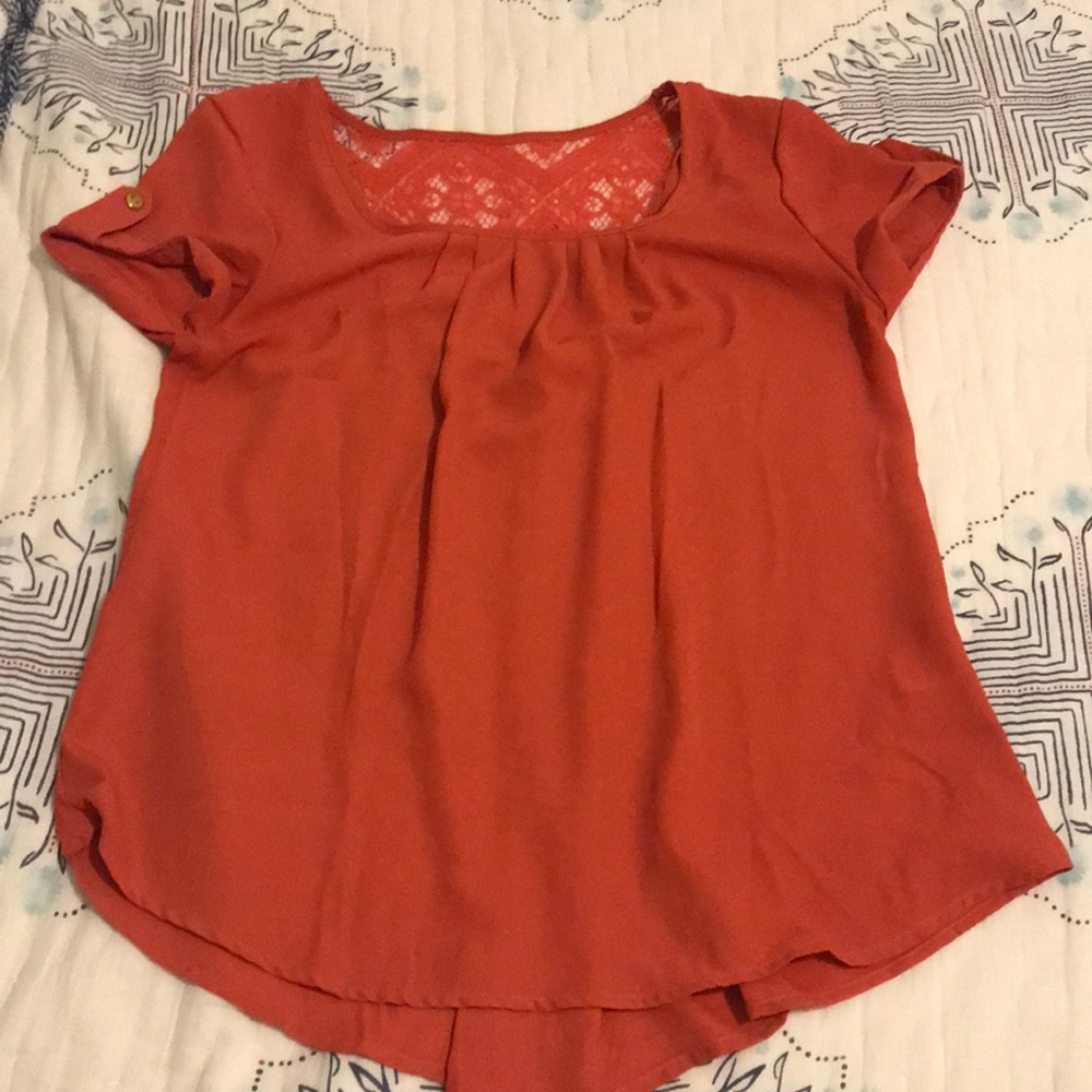 Burnt orange flowing blouse